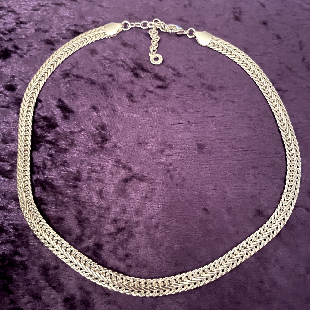 Silver braided chain necklace